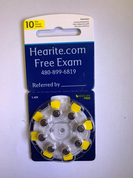 Mercury Free Size 10, Hearing Aid Battery (8 pack) - HEARITE Love Hearing!